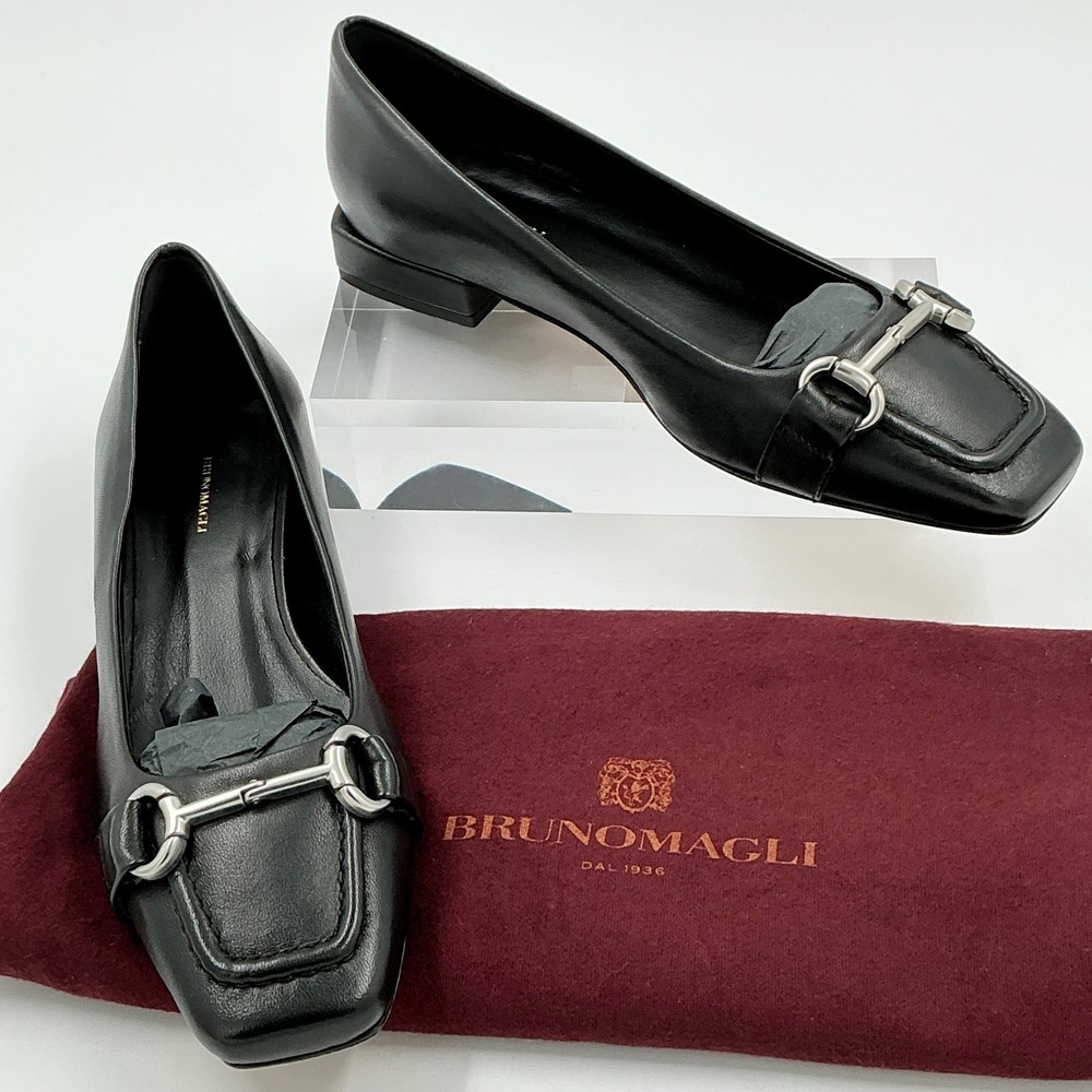Bruno Magli Size 7.5 Black Leather Square Toe Bit Loafer Flats NEW Perla $350 - Picture 3 of 15